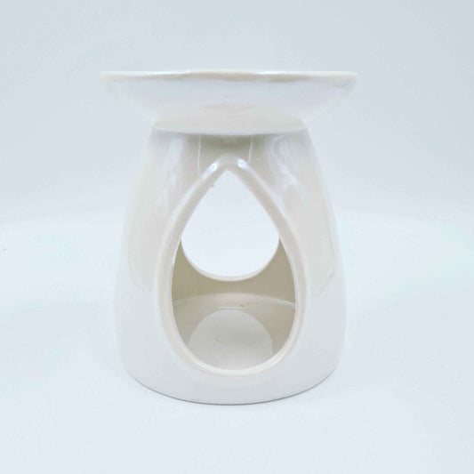 White Pearlescent Tear Drop Ceramic Wax Burner | The Boujie Lounge